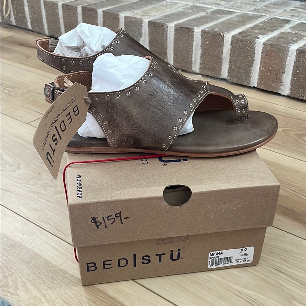 Bed Stu Brown Leather Sandals with Studs